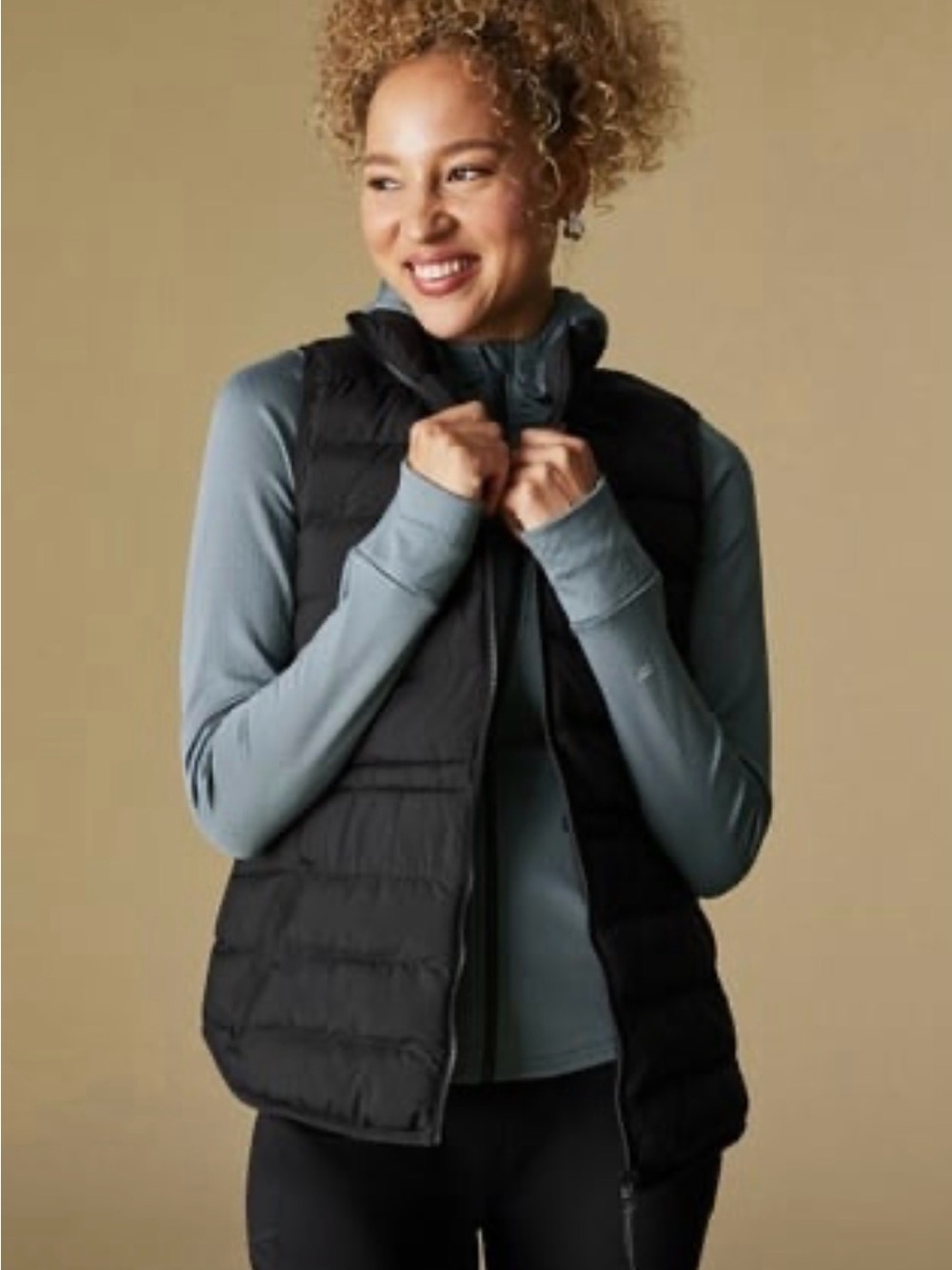 Fabletics Black Quilted Puffer Vest